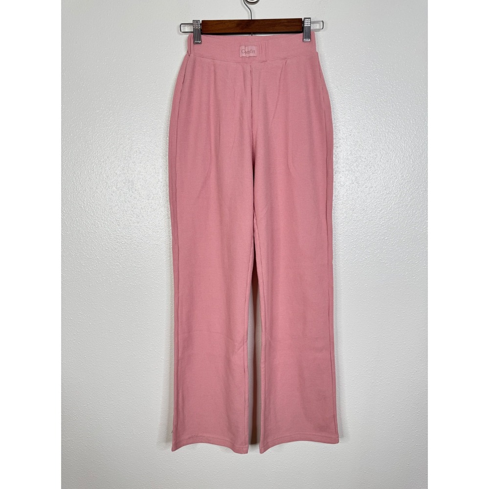 Comfrt Waffle Knit Lounge Pants Pink Wide Leg High Waisted XXS Loungewear